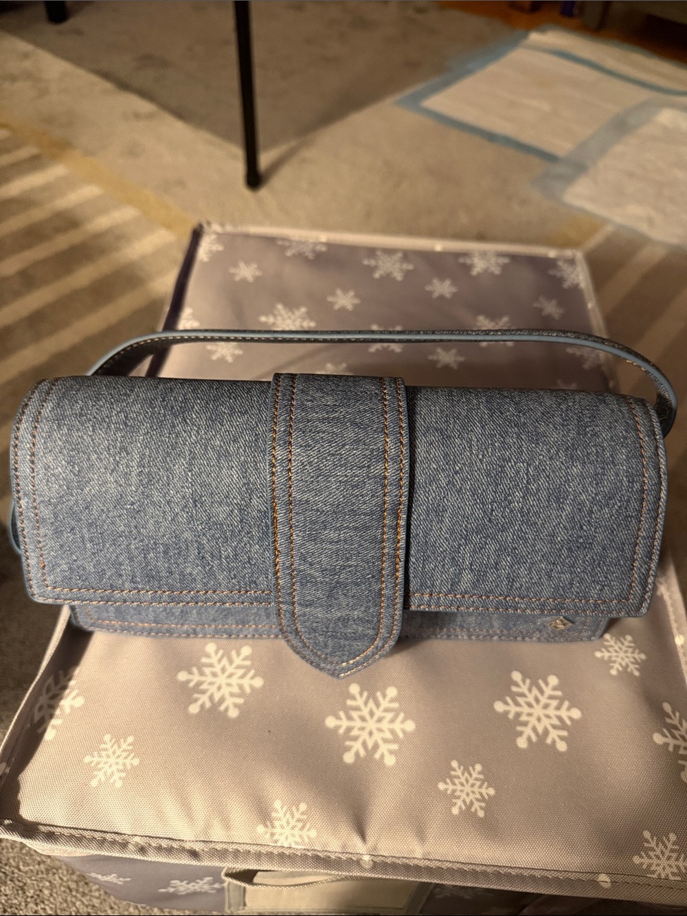 Denim Roll Clutch Wristlet - Light Blue